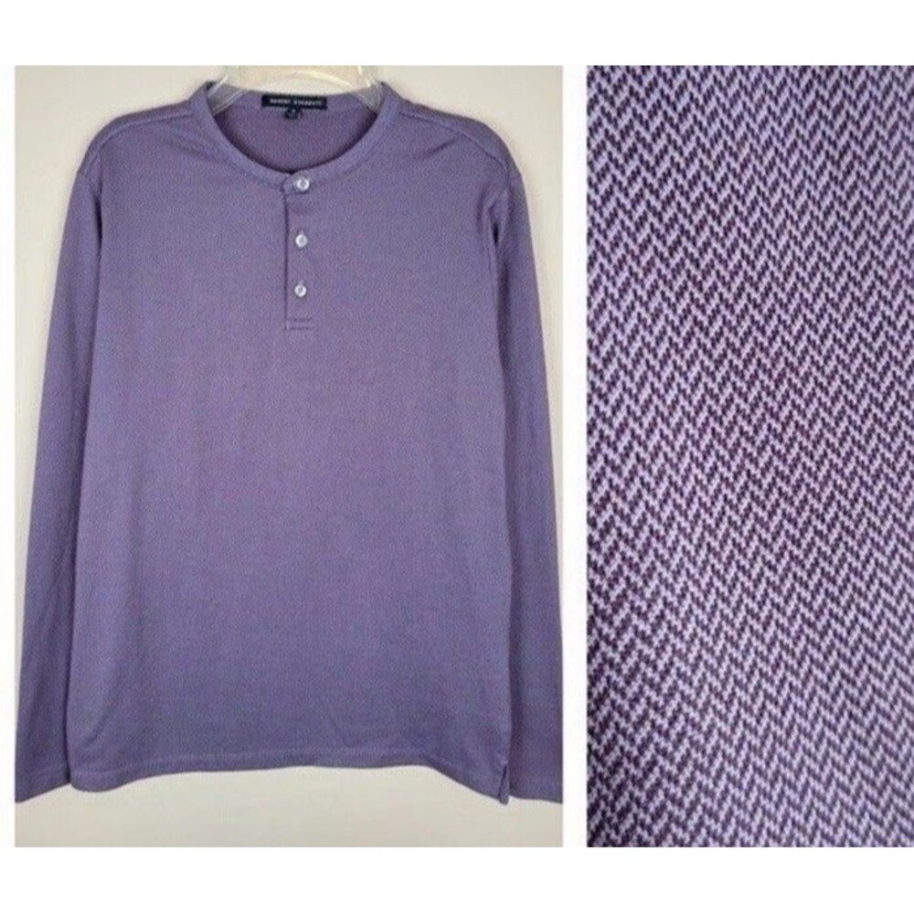 Robert Barakett Size Large Fernwood Long Sleeve Henley Shirt Imperial Purple Men - Picture 3 of 6